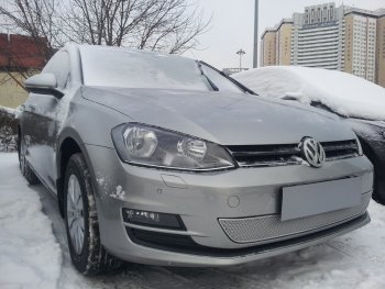 4 299 р. Защитная сетка в бампер (низ, ячейка 4х10 мм) Стрелка11 Премиум Volkswagen Golf 7 дорестайлинг, хэтчбэк 5 дв. (2012-2017) (Хром)  с доставкой в г. Калуга. Увеличить фотографию 3