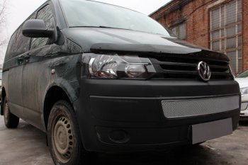 4 299 р. Защитная сетка в бампер (низ, ячейка 4х10 мм) Стрелка11 Премиум Volkswagen Transporter T5 рестайлинг (2009-2015) (Хром)  с доставкой в г. Калуга. Увеличить фотографию 2