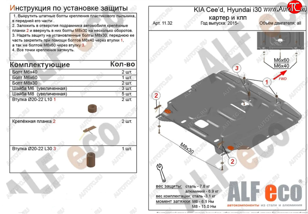 4 999 р. Защита картера двигателя и КПП Alfeco  KIA Cerato  4 BD (2018-2024) (Сталь 2 мм)  с доставкой в г. Калуга