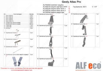 51 999 р. Защита картера, КПП, топливного бака и редуктора (V-1,5T, 4 части) ALFECO  Geely Atlas Pro  NL3 (2019-2024) (Алюминий 3 мм)  с доставкой в г. Калуга. Увеличить фотографию 2