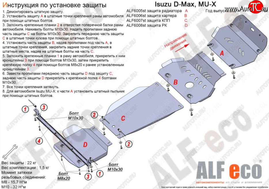 9 499 р. Защита КПП ALFECO  Isuzu mu-X  TF (2021-2024) (Алюминий 3 мм)  с доставкой в г. Калуга