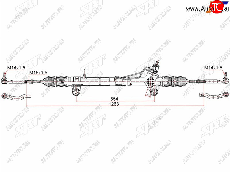 13 199 р. Рейка рулевая LHD SAT Toyota Hilux AN120 дорестайлинг (2016-2020)  с доставкой в г. Калуга