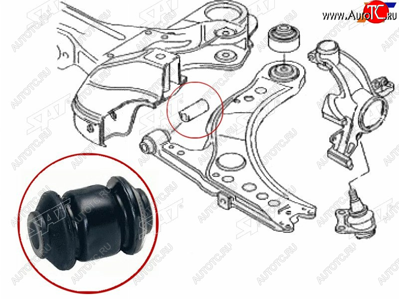 149 р. Сайлентблок рычага передний FR SAT Skoda Octavia A5 дорестайлинг универсал (2004-2008)  с доставкой в г. Калуга