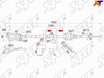 1 499 р. Трос ручника RH 2WD SAT Nissan Wingroad 2 Y11 дорестайлинг универсал (1999-2001) (-Antiskid)  с доставкой в г. Калуга. Увеличить фотографию 1