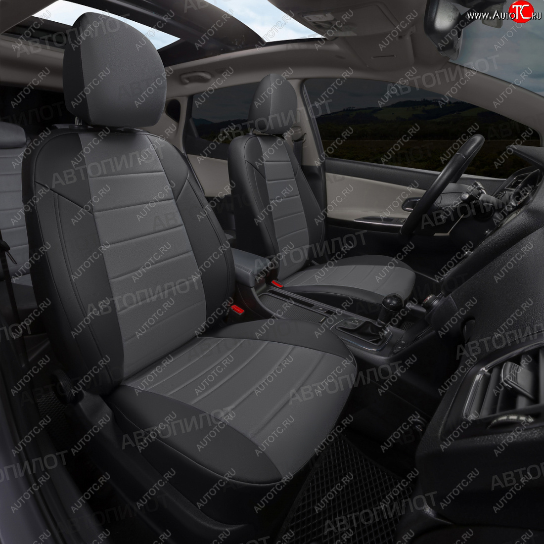 13 449 р. Чехлы сидений (экокожа/алькантара, 40/60, подлок) Автопилот  Audi A4  B8 (2007-2015) (черный/серый)  с доставкой в г. Калуга
