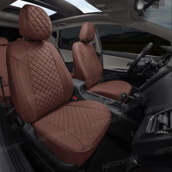 13 999 р. Чехлы сидений (экокожа, 40/60, подлок) Автопилот Ромб  Audi A4  B8 (2007-2015) (темно-коричневый)  с доставкой в г. Калуга. Увеличить фотографию 6