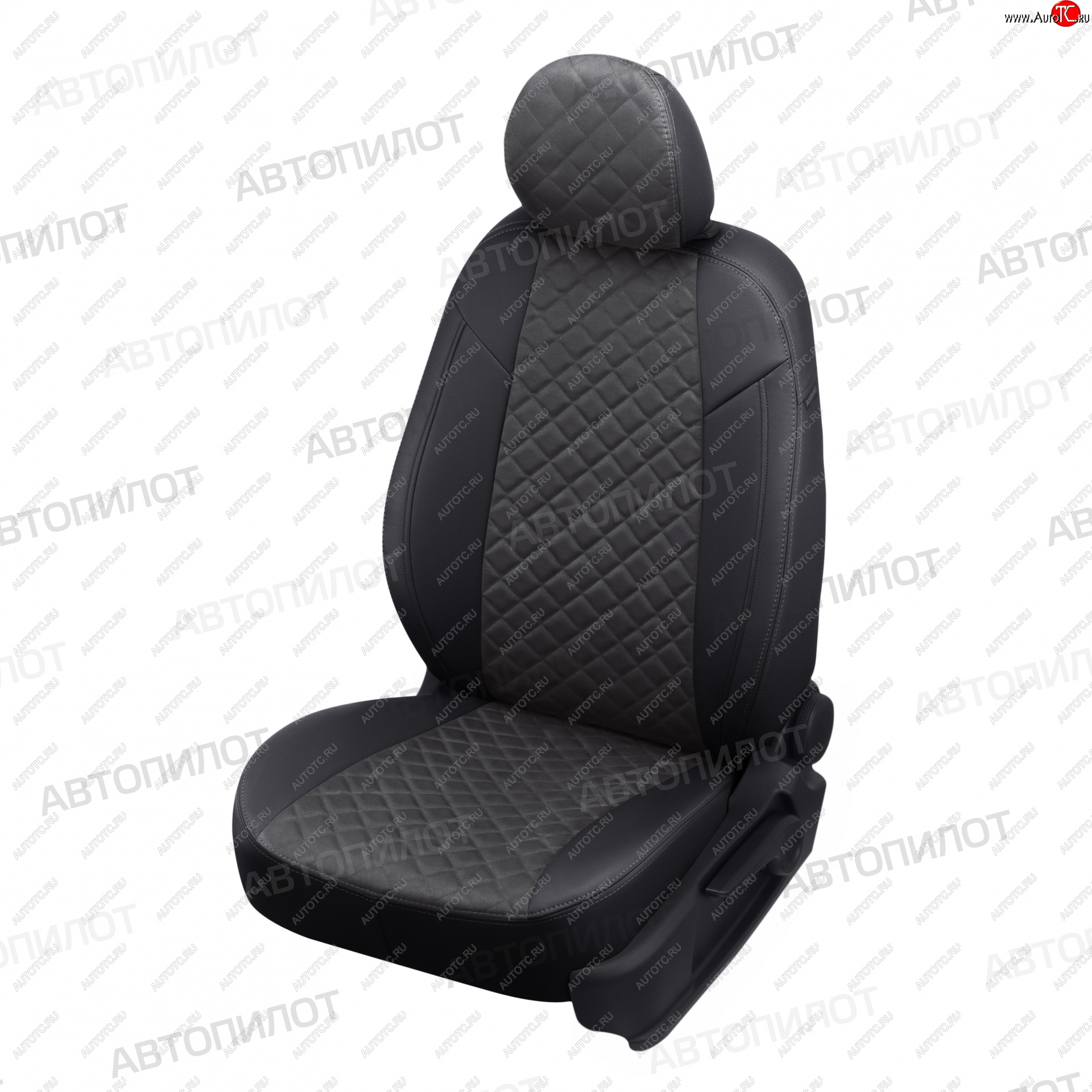 13 999 р. Чехлы сидений (экокожа/алькантара, 40/60, подлок) Автопилот Ромб  Audi A4  B8 (2007-2015) (черный/темно-серый)  с доставкой в г. Калуга