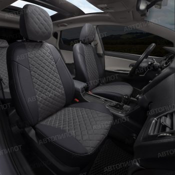 13 999 р. Чехлы сидений (экокожа/алькантара, 40/60, подлок) Автопилот Ромб  Audi A4  B8 (2007-2015) (черный/темно-серый)  с доставкой в г. Калуга. Увеличить фотографию 7