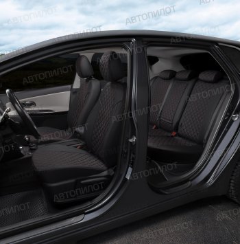 13 999 р. Чехлы сидений (экокожа, 40/60, подлок) Автопилот Ромб  Audi A4  B8 (2007-2015) (черный/красная строчка)  с доставкой в г. Калуга. Увеличить фотографию 8