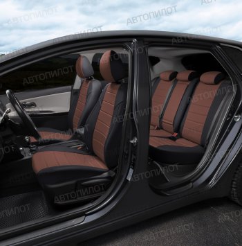 7 249 р. Чехлы сидений (экокожа) Автопилот  Audi A5  8T (2007-2016) (черный/темно-коричневый)  с доставкой в г. Калуга. Увеличить фотографию 7