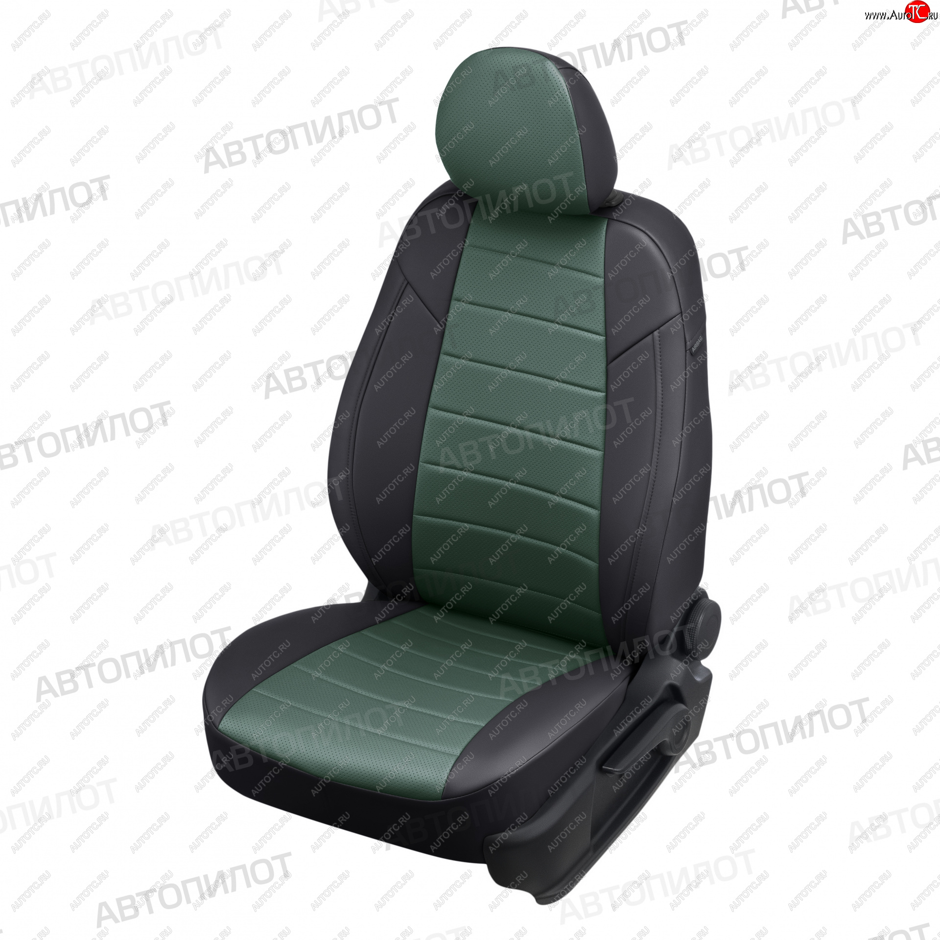 13 449 р. Чехлы сидений (экокожа) Автопилот  Audi A5  8T (2007-2016) (черный/зеленый)  с доставкой в г. Калуга