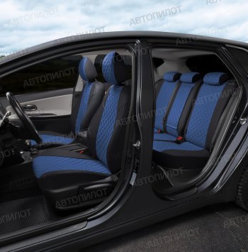 13 999 р. Чехлы сидений (экокожа) Автопилот Ромб  Audi A5  8T (2007-2016) (черный/синий)  с доставкой в г. Калуга. Увеличить фотографию 8