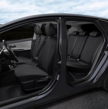 13 999 р. Чехлы сидений (экокожа) Автопилот Ромб  Audi A5  8T (2007-2016) (черный/белая строчка)  с доставкой в г. Калуга. Увеличить фотографию 7
