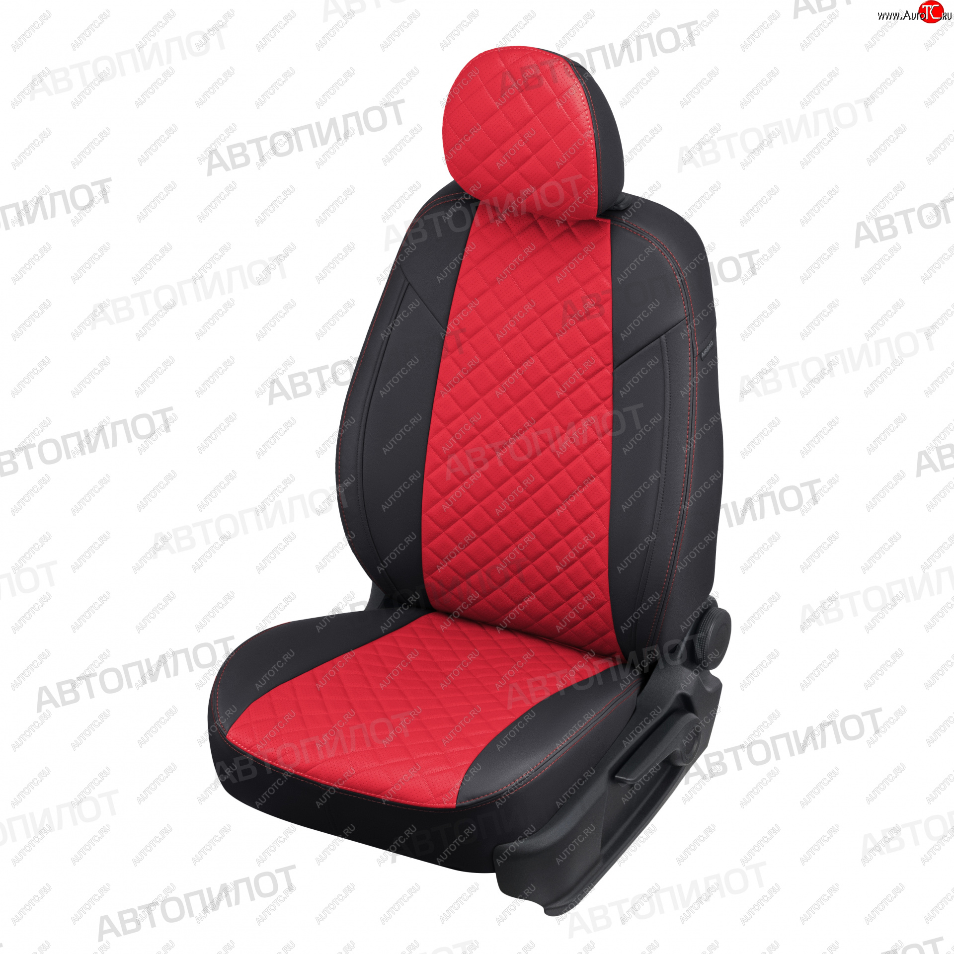 13 999 р. Чехлы сидений (экокожа, сплошная с вырезом под подл.) Автопилот Ромб  Audi A6  C5 (1997-2004) (черный/красный)  с доставкой в г. Калуга