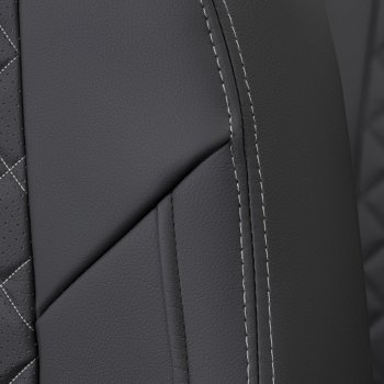 13 999 р. Чехлы сидений (экокожа) Алькантара Ромб  BMW 1 серия  F20 (2012-2015) (черный/белая строчка)  с доставкой в г. Калуга. Увеличить фотографию 7