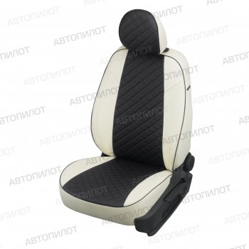 13 999 р. Чехлы сидений (экокожа) Автопилот Ромб  FAW Besturn X80 (2017-2024) (белый/черный)  с доставкой в г. Калуга. Увеличить фотографию 1