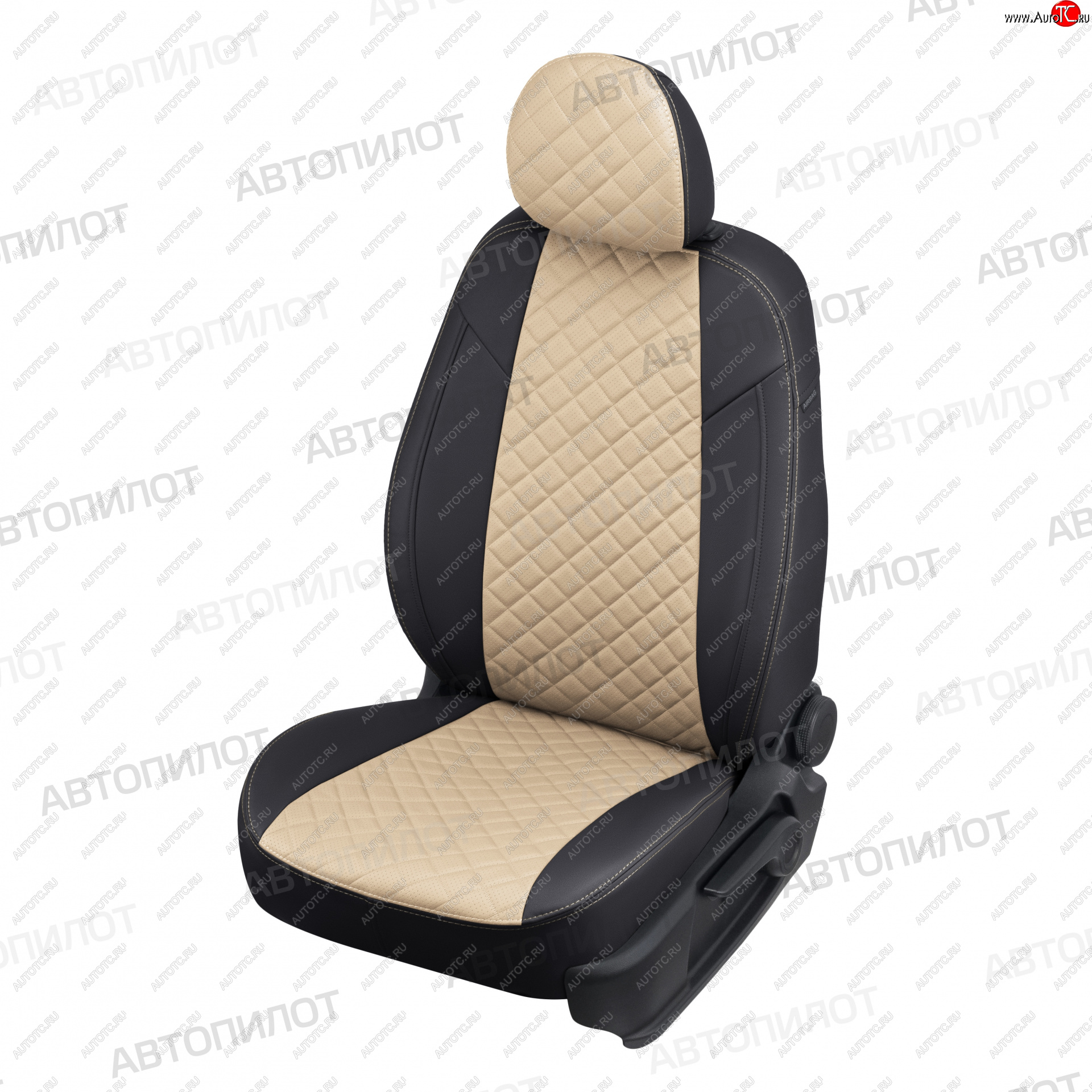 7 799 р. Чехлы сидений (Comfort, экокожа) Автопилот Ромб  Ford Focus  2 (2004-2011) (черный/бежевый)  с доставкой в г. Калуга