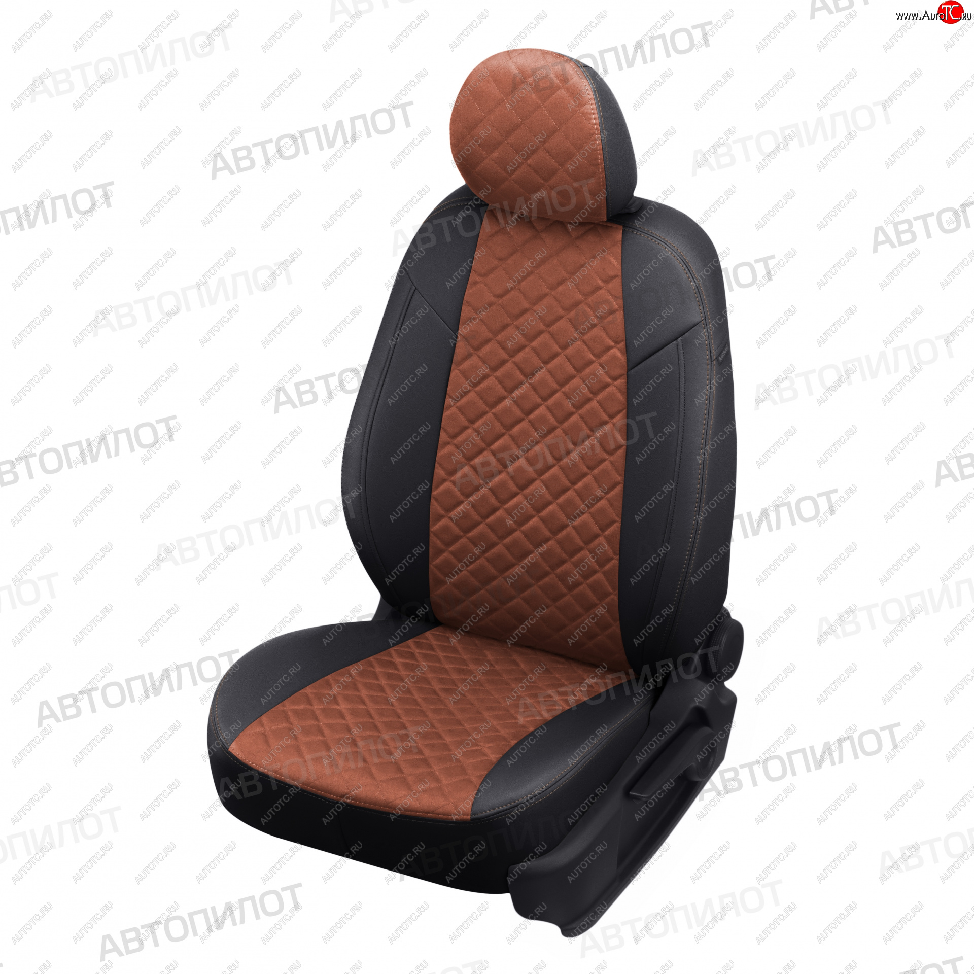 13 999 р. Чехлы сидений (Comfort, экокожа/алькантара) Автопилот Ромб  Ford Focus  2 (2004-2011) (черный/коричневый)  с доставкой в г. Калуга