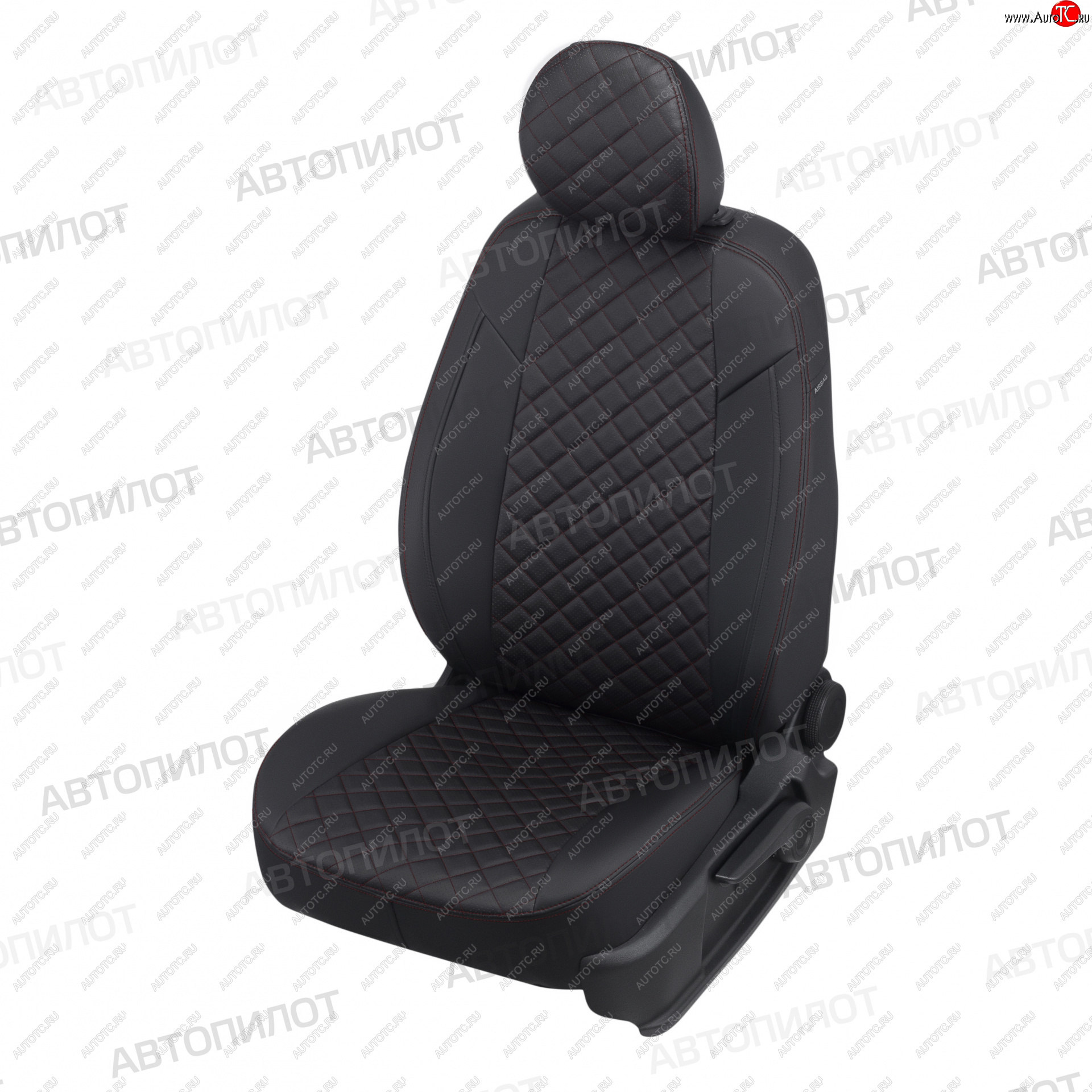 7 799 р. Чехлы сидений (Comfort, экокожа) Автопилот Ромб  Ford Focus  2 (2004-2011) (черный/красная строчка)  с доставкой в г. Калуга