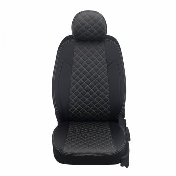 13 999 р. Чехлы сидений (экокожа) Автопилот Ромб  Ford S-Max  2 (2015-2024) (черный/белая строчка)  с доставкой в г. Калуга. Увеличить фотографию 2