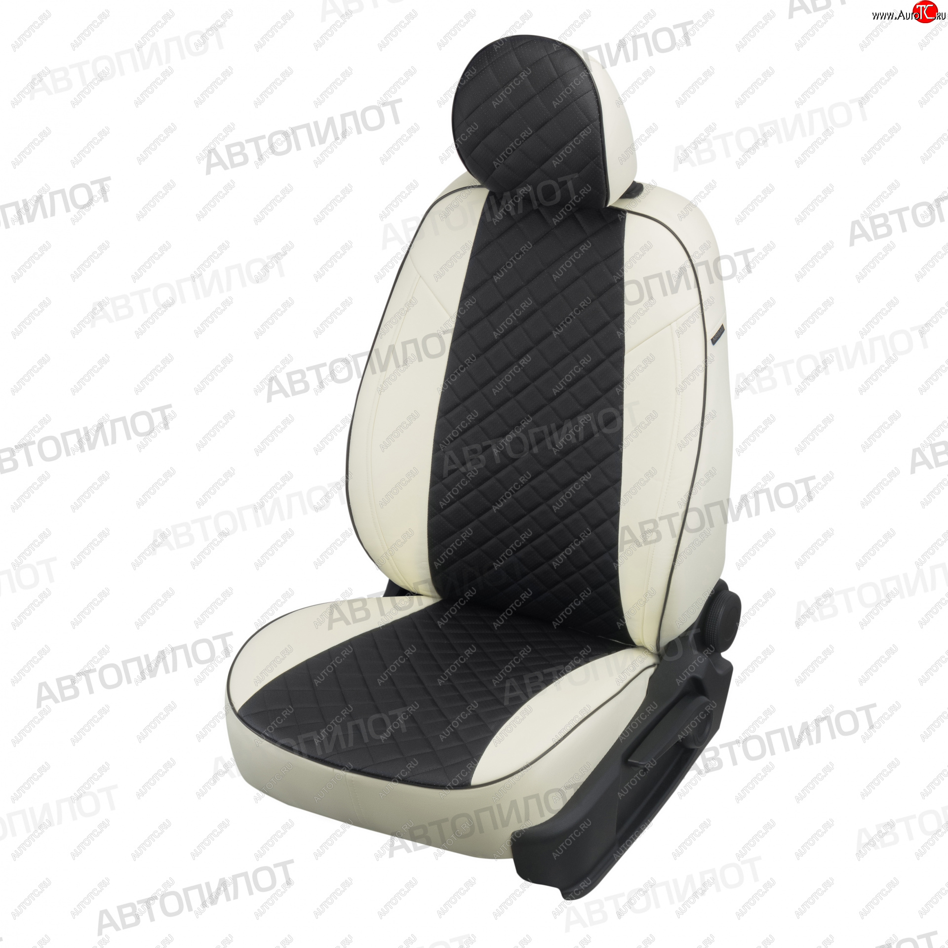 13 999 р. Чехлы сидений (экокожа) Автопилот Ромб  Ford S-Max  2 (2015-2024) (белый/черный)  с доставкой в г. Калуга