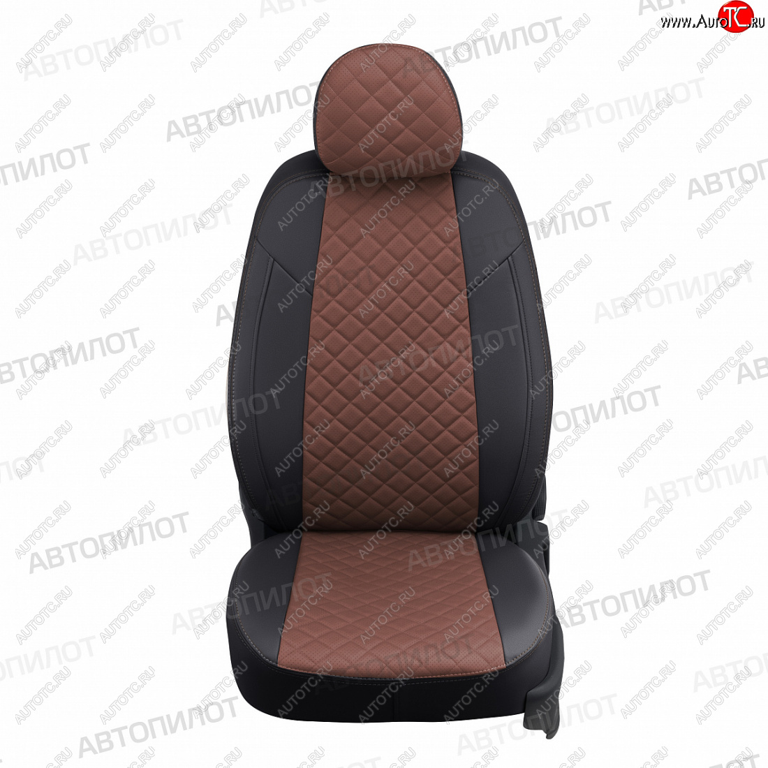13 999 р. Чехлы сидений (экокожа) Автопилот Ромб  Honda Jazz (2001-2008) (черный/темно-коричневый)  с доставкой в г. Калуга