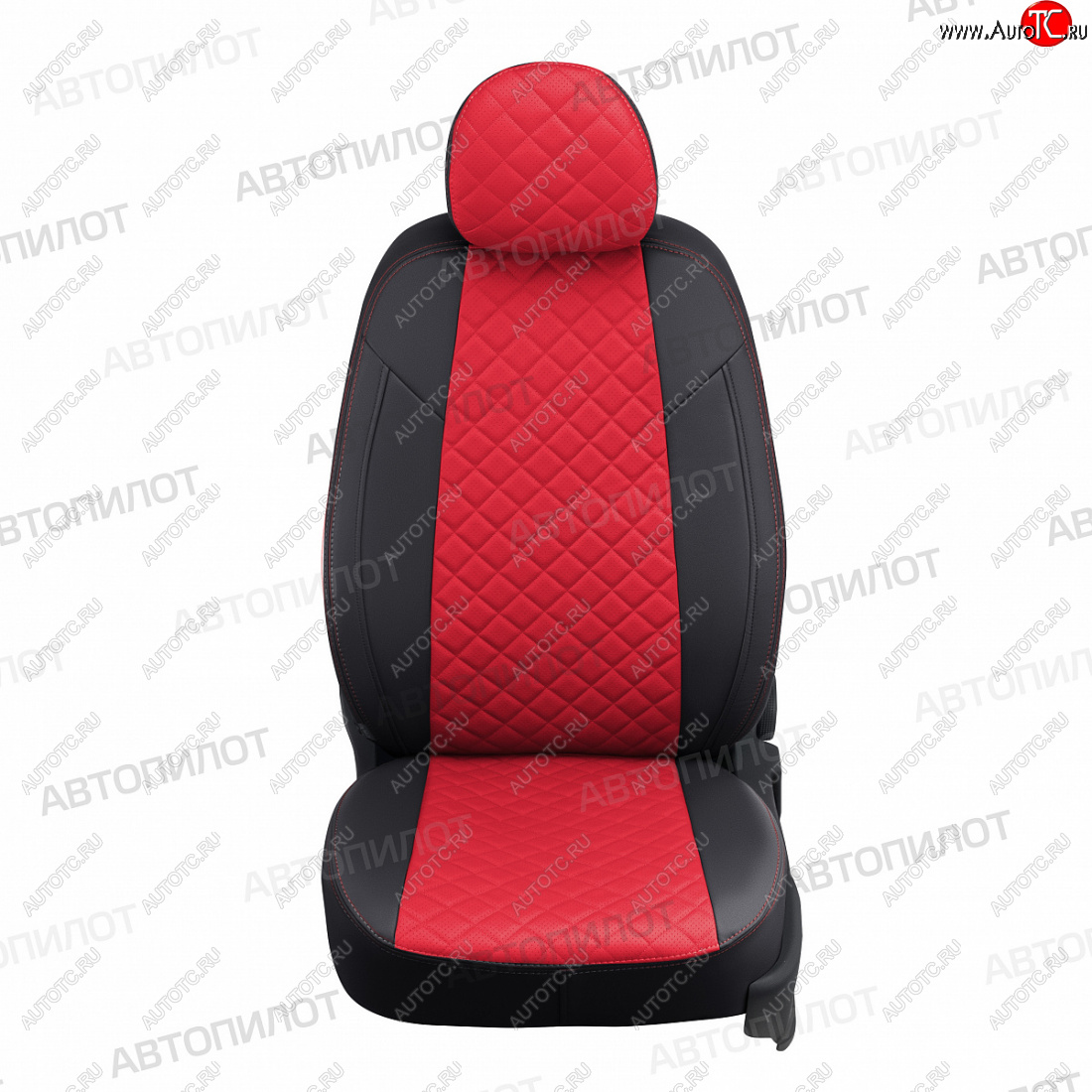 7 799 р. Чехлы сидений (экокожа) Автопилот Ромб Hyundai Sonata YF (2009-2014) (черный/красный)  с доставкой в г. Калуга