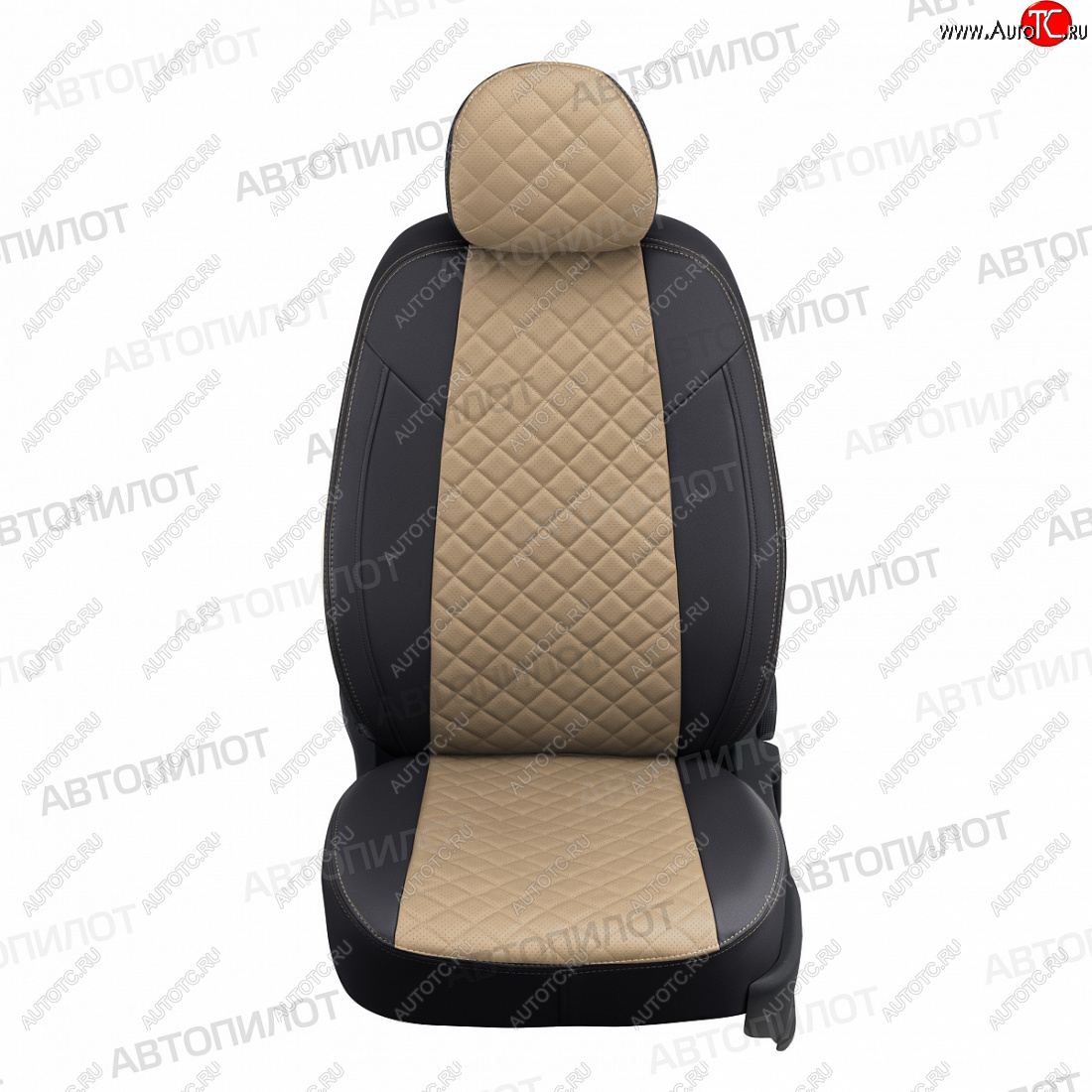 13 999 р. Чехлы сидений (экокожа) Автопилот Ромб  Hyundai Sonata  YF (2009-2014) (черный/темно-бежевый)  с доставкой в г. Калуга