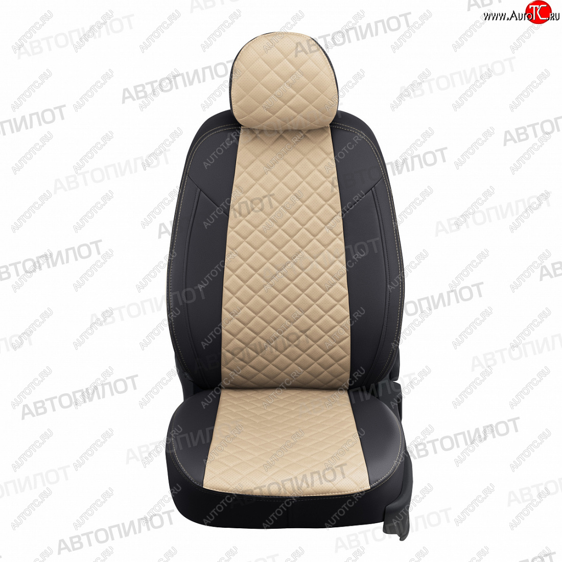 13 999 р. Чехлы сидений (экокожа) Автопилот Ромб  Hyundai Sonata  YF (2009-2014) (черный/бежевый)  с доставкой в г. Калуга