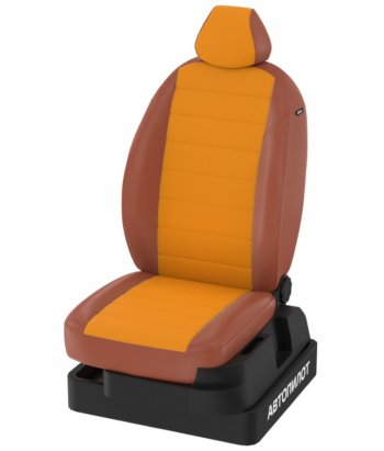 10 499 р. Чехлы сидений (экокожа) Автопилот  KIA Ceed  2 JD (2012-2018) (коричневый/оранж)  с доставкой в г. Калуга. Увеличить фотографию 1