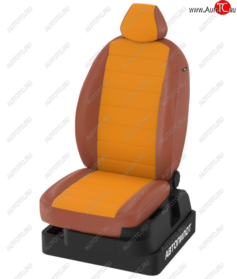 10 499 р. Чехлы сидений (экокожа) Автопилот  KIA Ceed  2 JD (2012-2018) (коричневый/оранж)  с доставкой в г. Калуга
