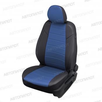 14 249 р. Чехлы на сиденья Экокожа (к. Comfort Luxe экокожа) Автопилот  Уаз Патриот ( 23632,  3163 5 дв.) (2016-2024) 2-ой рестайлинг пикап, 2-ой рестайлинг (черный/синий)  с доставкой в г. Калуга. Увеличить фотографию 1