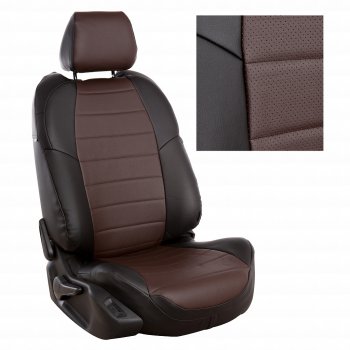 14 249 р. Чехлы на сиденья Экокожа (к. Comfort Luxe экокожа) Автопилот  Уаз Патриот ( 23632,  3163 5 дв.) (2016-2024) 2-ой рестайлинг пикап, 2-ой рестайлинг (черный/шоколад)  с доставкой в г. Калуга. Увеличить фотографию 2