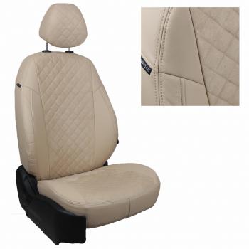 14 899 р. Чехлы на сиденья Алькантара ромб (к. Comfort Luxe экокожа) Автопилот  Уаз Патриот  23632 (2016-2024) 2-ой рестайлинг пикап (бежевый)  с доставкой в г. Калуга. Увеличить фотографию 2