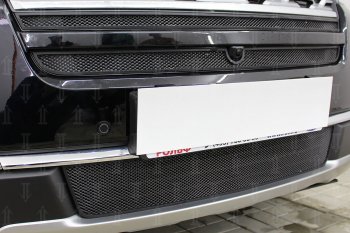 4 099 р. Защитная сетка в бампер (верх, 2 части, ячейка 3х7 мм) Alfeco Стандарт  Ford Explorer  U625 (2019-2024) (Чёрная)  с доставкой в г. Калуга. Увеличить фотографию 2