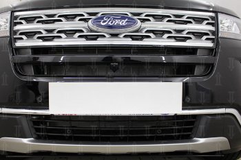4 099 р. Защитная сетка в бампер (верх, 2 части, ячейка 3х7 мм) Alfeco Стандарт  Ford Explorer  U625 (2019-2024) (Чёрная)  с доставкой в г. Калуга. Увеличить фотографию 3
