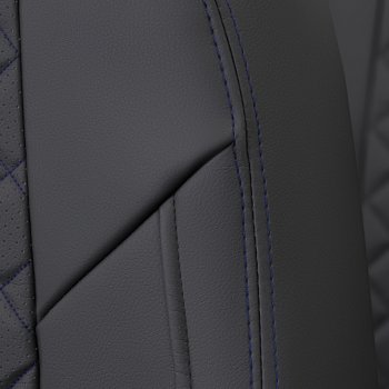 13 999 р. Чехлы сидений (экокожа) Автопилот Ромб  BMW X2  F39 (2017-2024) (черный/синяя строчка)  с доставкой в г. Калуга. Увеличить фотографию 5