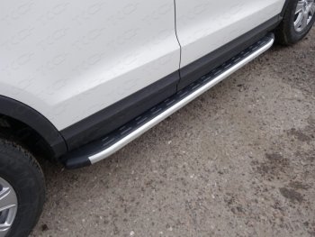 Пороги алюминиевые с пластиковой накладкой 1720 мм, ТСС Тюнинг Audi (Ауди) Q3 (Ку3)  8U (2011-2015) 8U дорестайлинг  (Алюминевые)