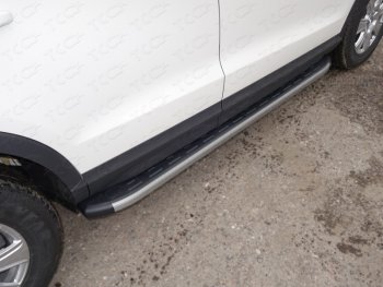 Пороги алюминиевые с пластиковой накладкой (карбон, серые) 1720 мм, ТСС Тюнинг Audi (Ауди) Q3 (Ку3)  8U (2011-2015) 8U дорестайлинг