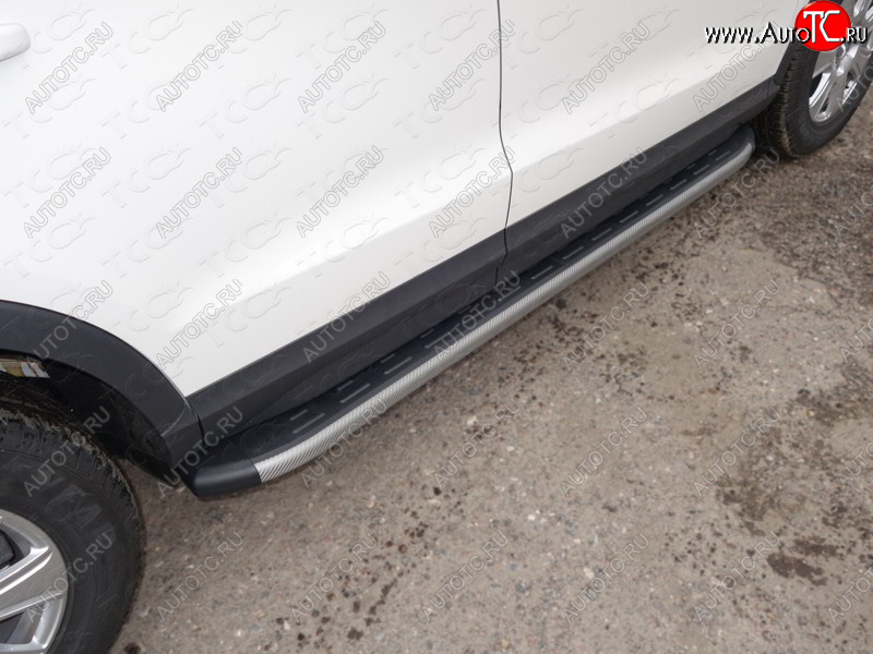 21 349 р. Пороги алюминиевые с пластиковой накладкой ТСС Тюнинг  Audi Q3  8U (2011-2015) (карбон серый)  с доставкой в г. Калуга
