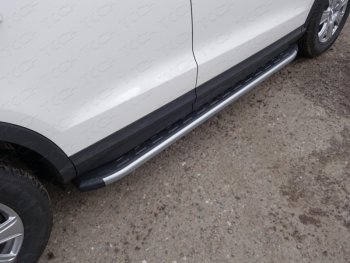 Пороги алюминиевые с пластиковой накладкой (карбон, серебро) 1720 мм, ТСС Тюнинг Audi (Ауди) Q3 (Ку3)  8U (2011-2015) 8U дорестайлинг