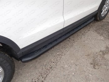 Пороги алюминиевые с пластиковой накладкой (карбон, черные) 1720 мм, ТСС Тюнинг Audi (Ауди) Q3 (Ку3)  8U (2011-2015) 8U дорестайлинг