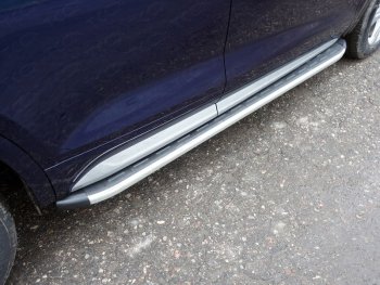 Пороги алюминиевые с пластиковой накладкой (без пневмоподвески, 1820 мм) ТСС Тюнинг Audi (Ауди) Q5 (Ку5) ( 8R,  FY) (2012-2020) 8R, FY рестайлинг, дорестайлинг