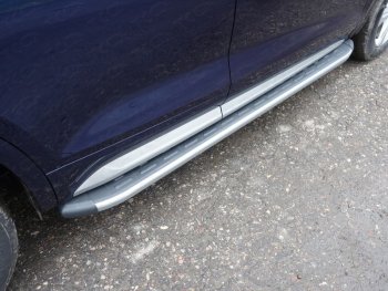 Пороги алюминиевые с пластиковой накладкой (без пневмоподвески, 1820 мм) ТСС Тюнинг Audi (Ауди) Q5 (Ку5) ( 8R,  FY) (2012-2020) 8R, FY рестайлинг, дорестайлинг
