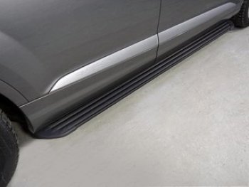 Пороги алюминиевые Slim Line Audi (Ауди) Q7 (Ку7)  4M (2015-2020) 4M дорестайлинг
