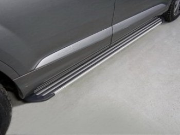 Пороги алюминиевые Slim Line Audi (Ауди) Q7 (Ку7)  4M (2015-2020) 4M дорестайлинг