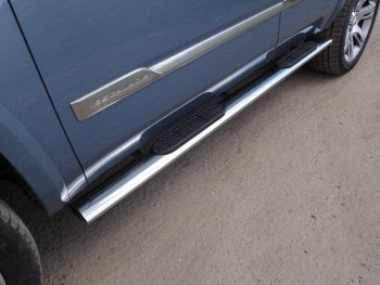 44 949 р. Пороги овальные с накладкой 120x60 мм ТСС Тюнинг  Cadillac Escalade  GMTK2 джип 5 дв. (2015-2020) (серые)  с доставкой в г. Калуга. Увеличить фотографию 1