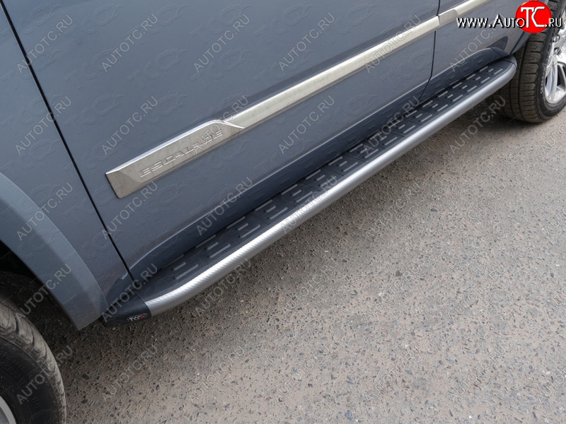 21 349 р. Пороги алюминиевые с пластиковой накладкой ТСС Тюнинг  Cadillac Escalade  GMTK2 джип 5 дв. (2015-2020) (Карбон серые)  с доставкой в г. Калуга
