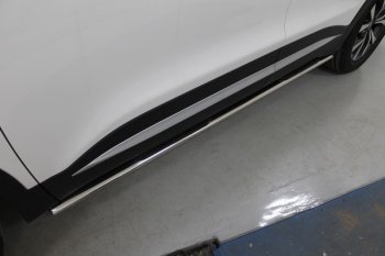 Пороги овальные с накладкой 75*42 мм ТСС Тюнинг Chery (Черри) Tiggo 7 PRO (Тиго) (2019-2024)  (серые)