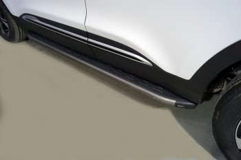 Пороги алюминиевые с пластиковой накладкой ТСС Тюнинг Chery (Черри) Tiggo 4 Pro (Тиго) (2021-2024)